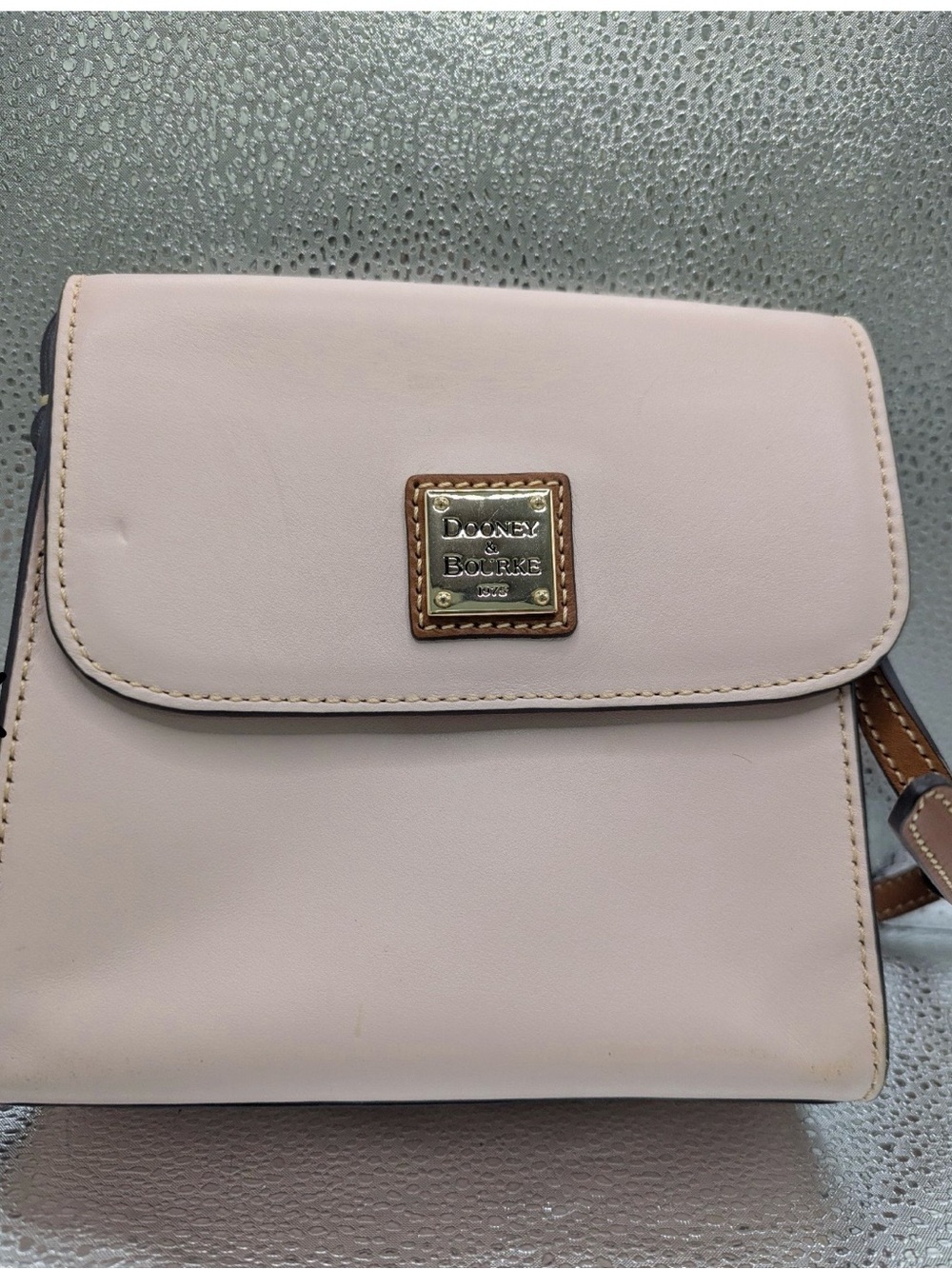 Dooney & Bourke Pale Pink Leather Crossbody with Brown Trim